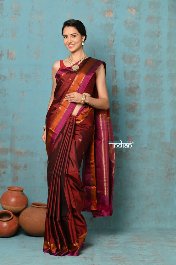 Anokhi ~ Handloom Pure Soft Silk Saree ~ Maroon with Pretty Border (Limited Edition)