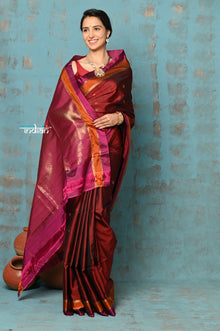  Anokhi ~ Handloom Pure Soft Silk Saree ~ Maroon with Pretty Border (Limited Edition)