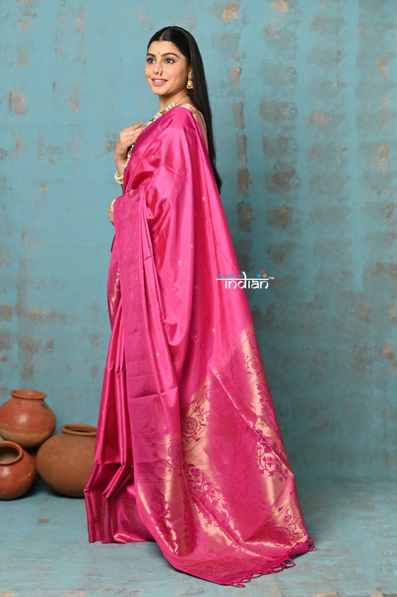 Anokhi ~ Handloom Pure Soft Silk Saree with Designer Pallu ~ Rose Pink (Limited Edition)