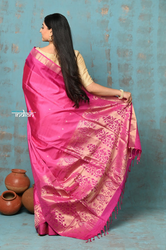 Anokhi ~ Handloom Pure Soft Silk Saree with Designer Pallu ~ Rose Pink (Limited Edition)