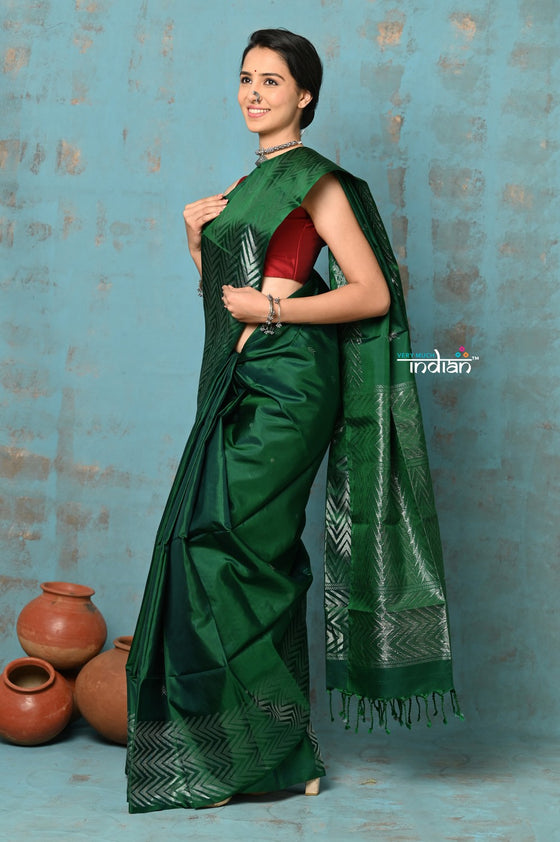 Anokhi ~ Handloom Pure Soft Silk Saree with Designer Border ~ Shadow Green (Limited Edition)