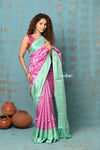 Anokhi ~ Handloom Pure Silk Saree ~ Unique combination of Cyan and Pink (Limited Edition)