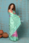 Anokhi ~ Handloom Pure Silk Saree ~ Unique combination of Cyan and Pink (Limited Edition)