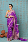 Suhaani ~ Handloom Khaddi Georgette Saree With All Over Jaal~ Heather Purple (Silk Mark)