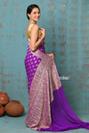 Suhaani ~ Handloom Khaddi Georgette Saree With All Over Jaal~ Heather Purple (Silk Mark)