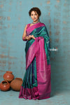 Anokhi ~ Handloom Pure Soft Silk Saree with Designer Pallu ~ Peacock Green (Limited Edition)