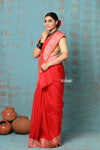 Suhaani ~ Handloom Khaddi Georgette Saree With Sleek Border ~ Red (Silk Mark)