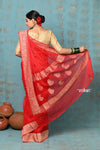 Suhaani ~ Handloom Khaddi Georgette Saree With Sleek Border ~ Red (Silk Mark)