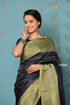 Anokhi ~ Handloom Pure Soft Silk Saree with Designer Pallu ~ Black & Olive Green  (Limited Edition)