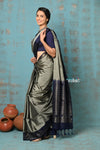 Anokhi ~ Handloom Pure Soft Silk Saree with Designer Pallu ~ Slatey Grey & Dark Blue (Limited Edition)