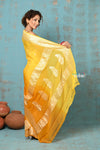 Suhaani ~ Handloom Khaddi Georgette Saree With Sleek Border ~ Ombre Yellow (Silk Mark)