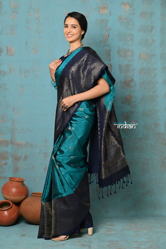 Anokhi ~ Handloom Pure Soft Silk Saree with Designer Pallu ~ Aqua Blue (Limited Edition)