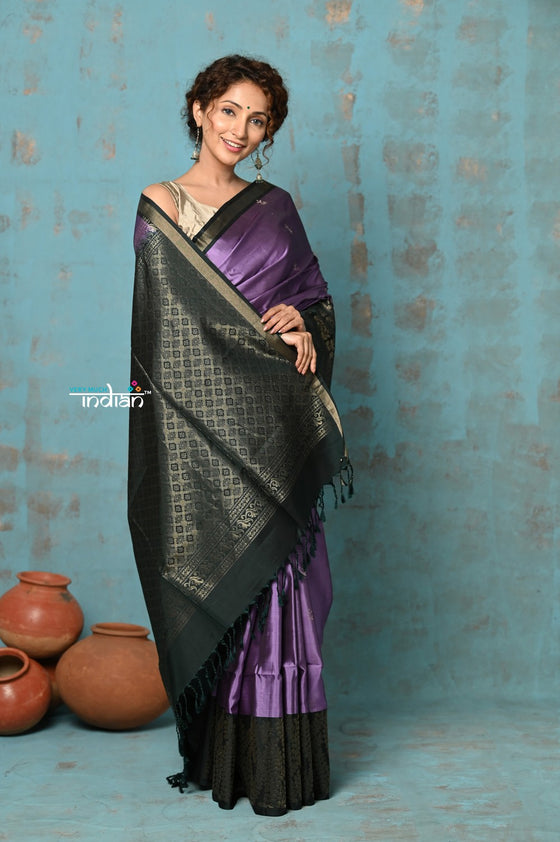 Anokhi ~ Handloom Pure Soft Silk Saree with Designer Pallu ~ Prewinkle Purple (Limited Edition)