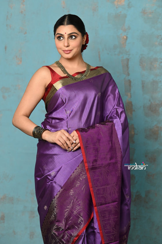 Anokhi ~ Handloom Pure Soft Silk Saree ~ Violet Mist with Designer Border  (Limited Edition)