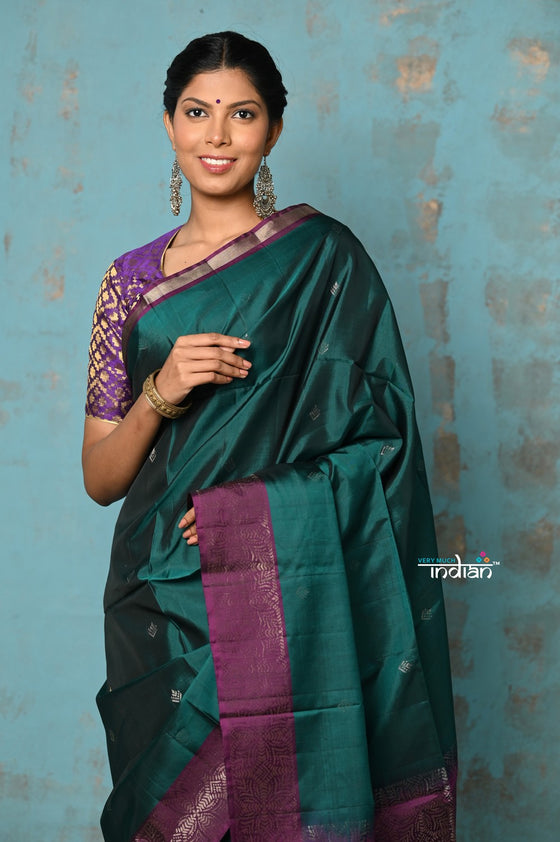 Anokhi ~ Handloom Pure Soft Silk Saree with Designer Pallu ~ Bottle Green (Limited Edition)