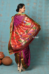 Tyohaar ~ Authentic Pure Silk Handloom Nauvari Paithani Saree in Magenta with Green Border