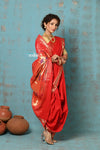 Tyohaar ~ Authentic Pure Silk Handloom Nauvari Paithani Saree in Bright Red