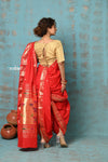 Tyohaar ~ Authentic Pure Silk Handloom Nauvari Paithani Saree in Bright Red