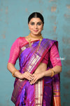 Tyohaar ~ Authentic Pure Silk Handloom Nauvari Paithani Saree in Dual Tone Pink Purple