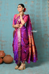 Tyohaar ~ Authentic Pure Silk Handloom Nauvari Paithani Saree in Dual Tone Pink Purple