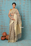 Tejaswi ~ Exclusive High Quality Handloom Banarasi Cotton Saree with Beautiful Abstract Print- Warm Slate