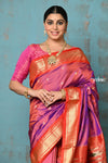 Tyohaar ~ Chandrakala: Handloom Pure Silk Paithani Saree with Traditional Peacock Pallu ~ Dual Tone Pink Orange (By Government Certified Weavers)