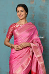 Tyohaar ~ Handloom Pure Silk Paithani Saree with Traditional Peacock Pallu ~ Pastel Pink (By Government Certified Weavers)