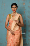 Tejaswi ~ Exclusive High Quality Handloom Banarasi Cotton Saree with Beautiful Abstract Print- Peach