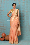 Tejaswi ~ Exclusive High Quality Handloom Banarasi Cotton Saree with Beautiful Abstract Print- Peach