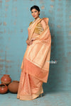 Tejaswi ~ Exclusive High Quality Handloom Banarasi Cotton Saree with Beautiful Abstract Print- Peach