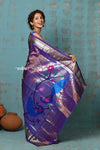 Tyohaar ~ Chandrakala: Handloom Pure Silk Paithani Saree with Traditional Peacock Pallu ~ Dual Tone Purple (By Government Certified Weavers)