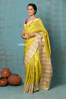  Anokhi ~ Handloom Pure Soft Silk Saree with Designer Pallu ~ Lime Green (Limited Edition)