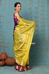 Prerna ~ Handloom Pure Chanderi Cotton Silk Saree With Golden Border - Soft Plum