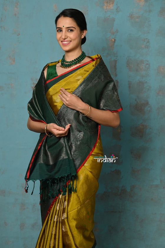 Anokhi ~ Handloom Pure Soft Silk Saree with Designer Pallu ~ Sunflower Yellow (Limited Edition)