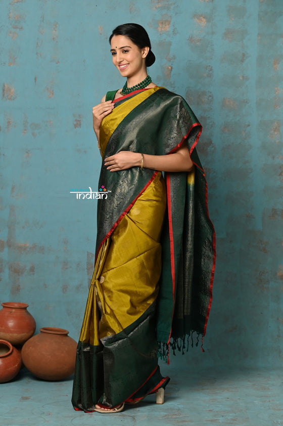 Anokhi ~ Handloom Pure Soft Silk Saree with Designer Pallu ~ Sunflower Yellow (Limited Edition)