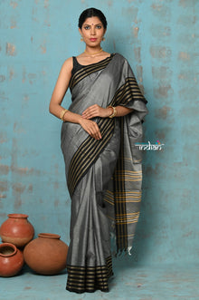  Anokhi ~ Handloom Pure Soft Silk Saree with Designer Pallu ~ Grey (Limited Edition)