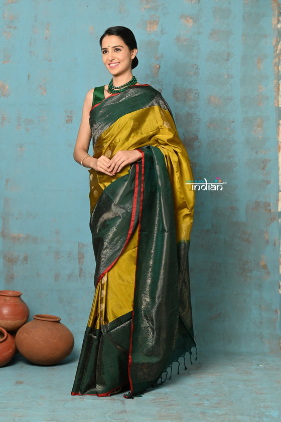 Anokhi ~ Handloom Pure Soft Silk Saree with Designer Pallu ~ Sunflower Yellow (Limited Edition)