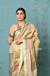 Anokhi ~ Handloom Pure Silk Designer Saree ~ Daffodil Slate with lovely border (Limited Edition)