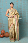 Anokhi ~ Handloom Pure Silk Designer Saree ~ Daffodil Slate with lovely border (Limited Edition)