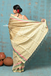 Anokhi ~ Handloom Pure Silk Designer Saree ~ Daffodil Slate with lovely border (Limited Edition)