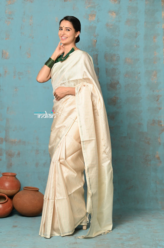 Anokhi ~ Handloom Pure Soft Silk Saree with Designer Pallu ~ Shwet (Limited Edition)