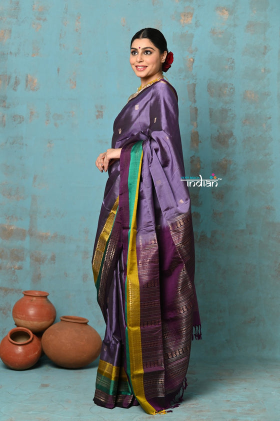 Anokhi ~ Handloom Pure Soft Silk Saree with Designer Pallu ~ Heather Purple (Limited Edition)