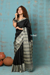 Anokhi ~ Handloom Pure Soft Silk Saree with Designer Pallu ~ Royal Black (Limited Edition)