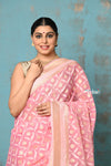 Tejaswi ~ Exclusive High Quality Handloom Banarasi Cotton Saree with Beautiful Abstract Print- Soft Pink