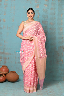  Tejaswi ~ Exclusive High Quality Handloom Banarasi Cotton Saree with Beautiful Abstract Print- Soft Pink