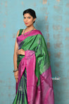 Anokhi ~ Handloom Pure Soft Silk Saree with Designer Pallu ~ Basil Green (Limited Edition)