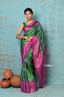  Anokhi ~ Handloom Pure Soft Silk Saree with Designer Pallu ~ Basil Green (Limited Edition)