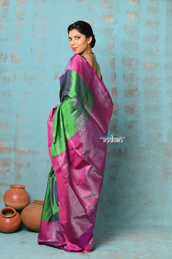 Anokhi ~ Handloom Pure Soft Silk Saree with Designer Pallu ~ Basil Green (Limited Edition)