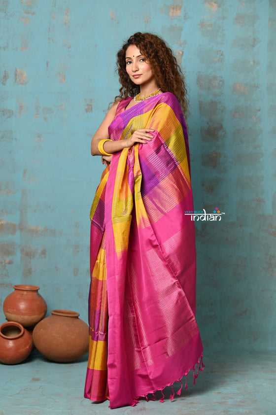 Anokhi ~ Handloom Pure Soft Silk Saree with Designer Pallu ~ MultiColor (Limited Edition)