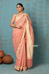 Tejaswi ~ Exclusive High Quality Handloom Banarasi Cotton Saree with Beautiful Abstract Print- Salient Peach